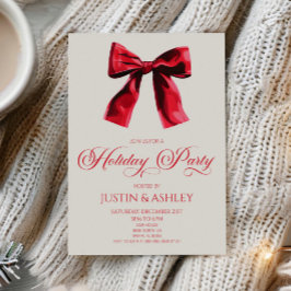 Elegante rode Coquette Bow Holiday Party Kaart