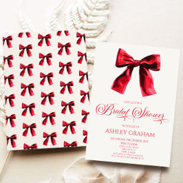 Elegante rode Coquette Bow Vrijgezellenfeest Kaart