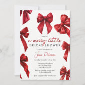 Elegante Rode Coquette Bows Kerst Winter Bridal Kaart (Voorkant)