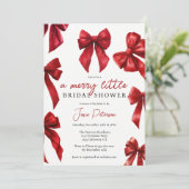 Elegante Rode Coquette Bows Kerst Winter Bridal Kaart (Staand voorkant)