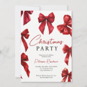 Elegante rode coquette buigt kerstfeest kaart (Voorkant)