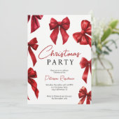 Elegante rode coquette buigt kerstfeest kaart (Staand voorkant)