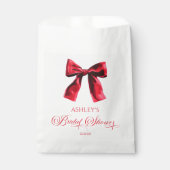 Elegante Rode Coquette Strik Bruids Shower Bedankzakje (Voorkant)