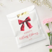 Elegante Rode Coquette Strik Bruiloftsborrel Bedankzakje (Gezegeld)