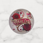 Elegante Rode Dahlia Bloem Kunst Confetti (Kleine voorkant)