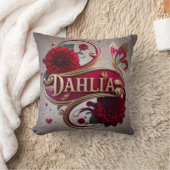 Elegante Rode Dahlia Bloem Kunst Kussen (Deken)