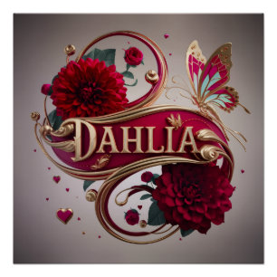 Elegante Rode Dahlia Bloem Kunst Perfect Poster