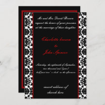elegante rode damask bruiloft uitnodiging