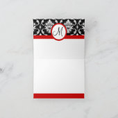 Elegante rode Damask Monogram bruiloft Bedankt Opm (Binnen)