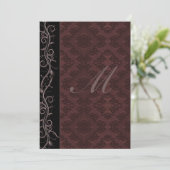 Elegante Rode Damast Bruiloft Kaart (Staand voorkant)