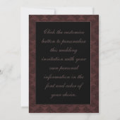 Elegante Rode Damast Bruiloft Kaart (Achterkant)