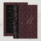 Elegante Rode Damast Bruiloft Kaart (Voorkant / Achterkant)