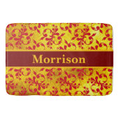 Elegante rode damast en gouden textuur badmat (Voorkant)