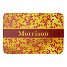 Elegante rode damast en gouden textuur badmat