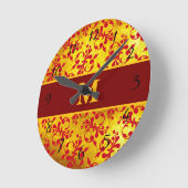 Elegante rode damast en gouden textuur klok (Hoek)