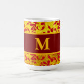 Elegante rode damast en gouden textuur koffiemok (Center)