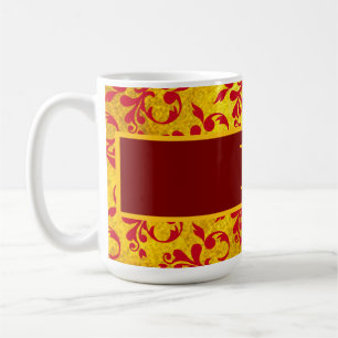 Elegante rode damast en gouden textuur koffiemok