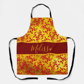 Elegante rode damast en gouden textuur schort (Voorkant)