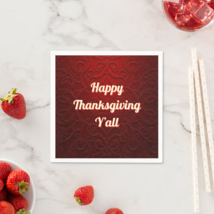 Elegante rode damast Happy Thanksgiving Y'all serv Servet