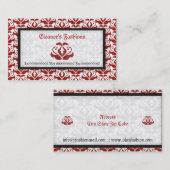 Elegante rode damast mode visitekaartjes (Voorkant / Achterkant)