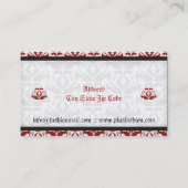 Elegante rode damast mode visitekaartjes (Achterkant)