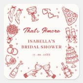 Elegante Rode Dat Is Amore Italiaanse Bruiloft Fee Vierkante Sticker (Voorkant)
