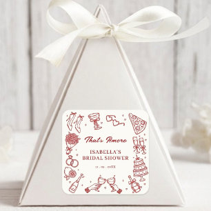 Elegante Rode Dat Is Amore Italiaanse Bruiloft Fee Vierkante Sticker