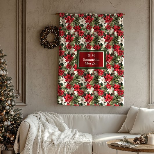 Elegante rode deken gepersonaliseerde kerstkrans