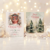 Elegante  Rode Deur Vrolijk Kerstfeest Kaart