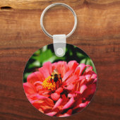 Elegante rode dieproze flora schattige hommel sleutelhanger (Voorkant)