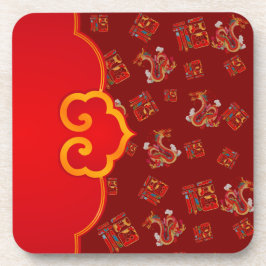 Elegante Rode Draak Chinees Nieuwjaar Lucky Symboo Bier Onderzetter