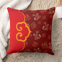 Elegante Rode Draak Chinees Nieuwjaar Lucky Symboo Kussen