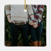 Elegante rode eenvoudige foto modern betrokken keramisch ornament (Achterkant)