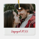 Elegante rode eenvoudige foto modern betrokken keramisch ornament (Voorkant)