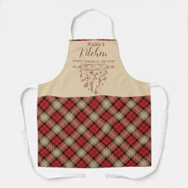 Elegante rode en beige Tartan Plaid Nana's Keuken Schort