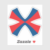 Elegante rode en blauwe lijn Letter X monogram Sticker (Vel)