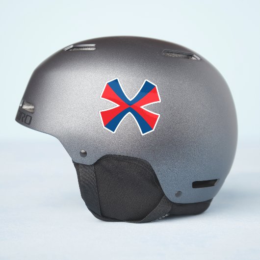 Elegante rode en blauwe lijn Letter X monogram Sticker (Helm Zijkant)