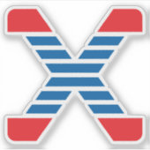 Elegante rode en blauwe lijn Letter X monogram Sticker (Voorkant)