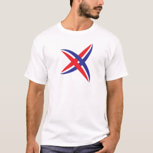 Elegante rode en blauwe lijn Letter X monogram T-shirt