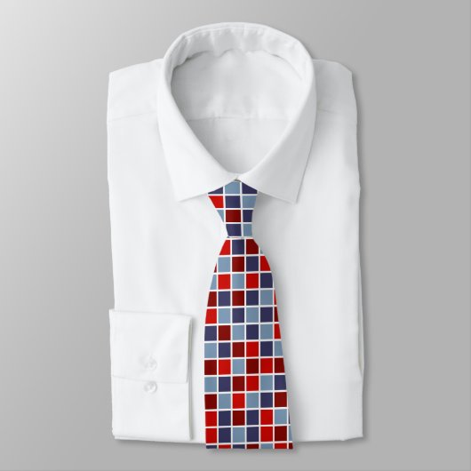 Elegante rode en blauwe ruitenpatroon stropdas (Gebonden)