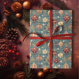 Elegante  rode en crème kerstversieringen cadeaupapier