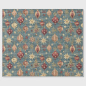 Elegante  rode en crème kerstversieringen cadeaupapier (Vlak)