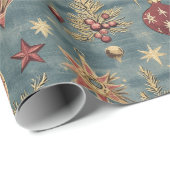 Elegante  rode en crème kerstversieringen cadeaupapier (Rol Hoek)