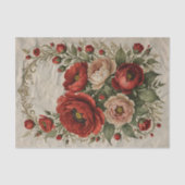  Elegante Rode en Crème Pioenen Tissuepapier (Voorkant)