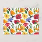 Elegante rode en gele klaproos bloemen, korenbloem briefkaart (Voorkant)