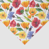 Elegante rode en gele papaverbloemen, korenbloemen tissuepapier (Detail)