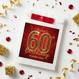 Elegante Rode en Gouden 60e Verjaardag Robijn Sier Bedankzakje