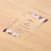 Elegante rode en gouden acryl bruiloft uitnodiging (Laagn)