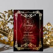Elegante rode en gouden bruiloft folie uitnodiging