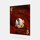 Elegante rode en gouden bruiloft gepersonaliseerd acryl bord (Hoek)